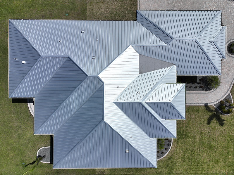 SunLOC standing-seam metal roof panel sheets, roofing supply wholesale florida, color silver metallic