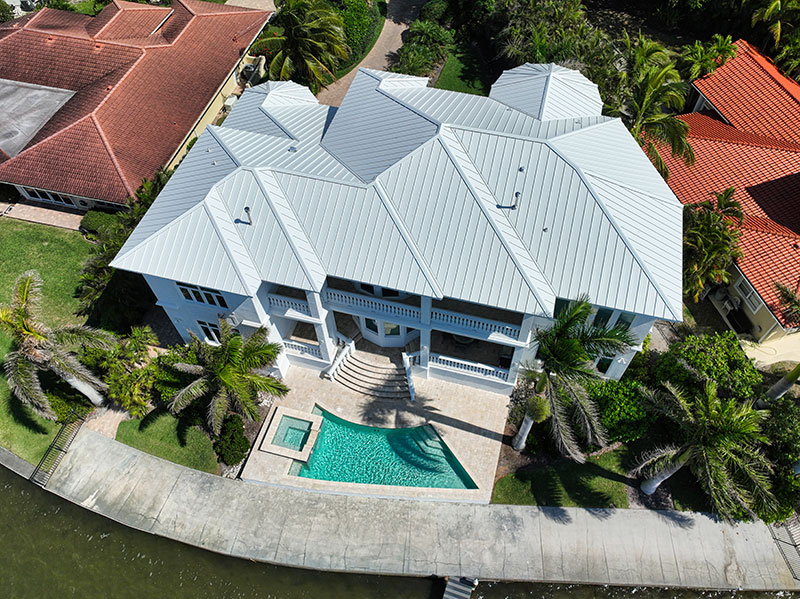 SunLOC concealed fastener standing seam roof panel sheets, color regal white, wholesale materials florida