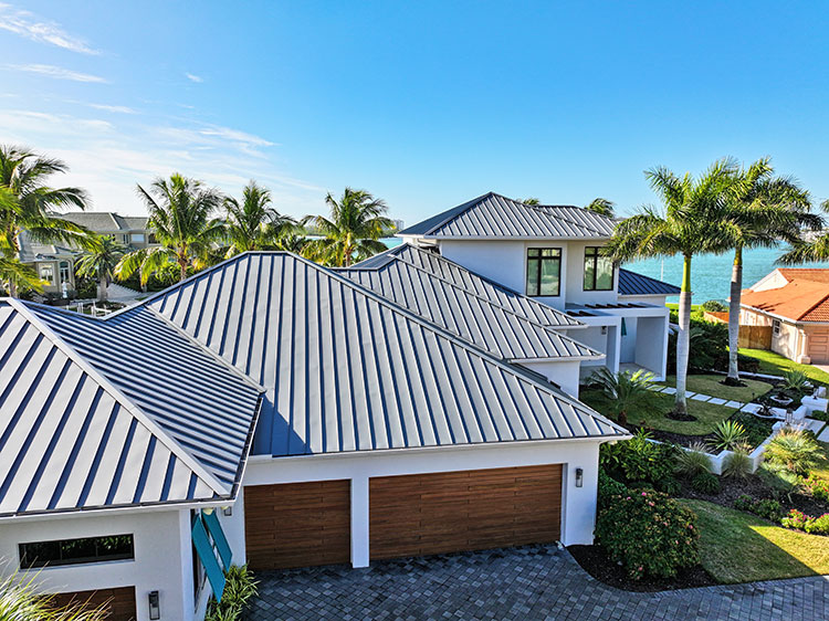 Grey Metal roof installed on a house in Sarasota