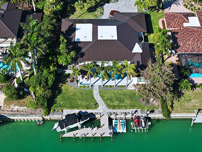 Completed metal roofing project on a house in Sarasota Florida